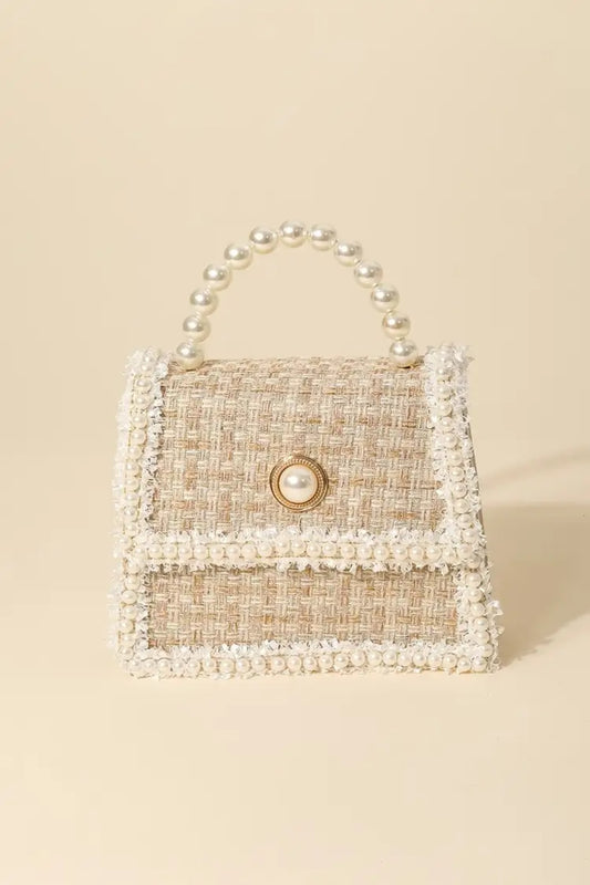 Fame Pearly Trim Woven Handbag